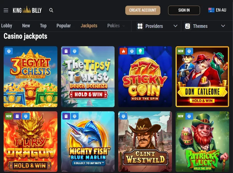 kingbillywin casino jackpot games